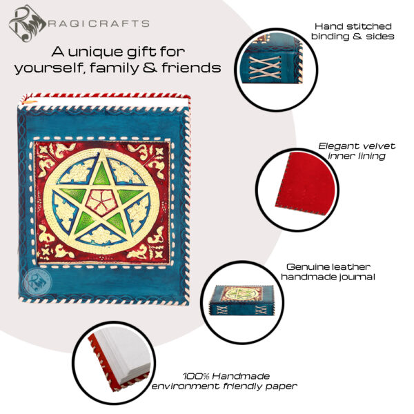 Celtic Pentagram Pentacle “Meenakari” - Turquoise - Image 2