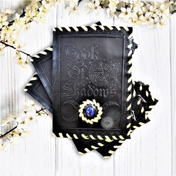 Celtic Pentagram Book of Shadows Triple Moon - Black - Image 3