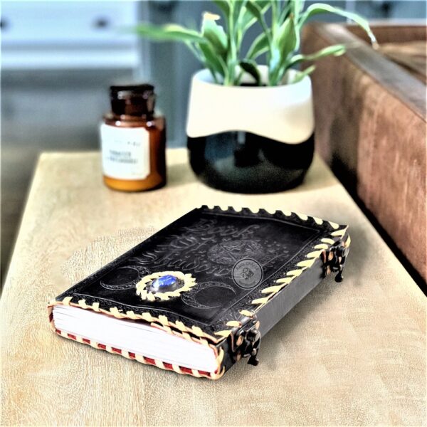 Celtic Pentagram Book of Shadows Triple Moon - Black - Image 2