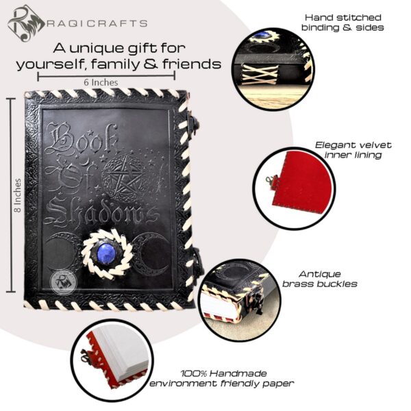 Celtic Pentagram Book of Shadows Triple Moon - Black - Image 8