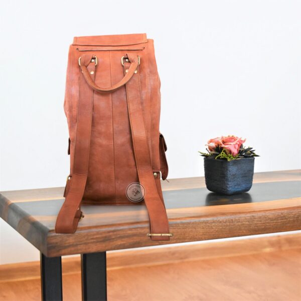Vintage Retro Leather Backpack 18" - Image 4