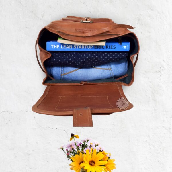 Vintage Retro Leather Backpack 18" - Image 8